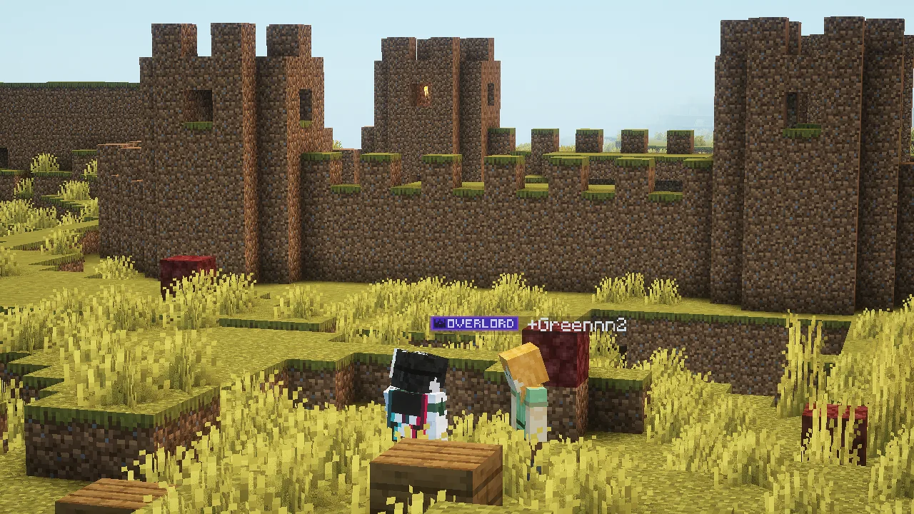 Our 6th Overlord in the server. - @⚔ Greennn2 Yung tipong hindi pumapayag na naka Zombie pag unang pasok palang Ft. 's Dirt Castle in the background. || ; @.iTsMeJaS5817 ; @.xyzinn00 ; @.ZYKARUSS ; @.AshenKanako ||